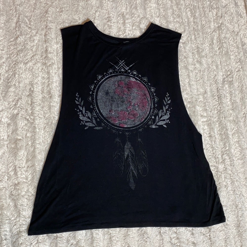 Moon dream catcher tank top black casual muscle shirt stretchy soft tank top